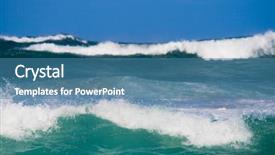 Presentation with ocean wave - Cool new slides with ocean wave backdrop and a teal colored foreground