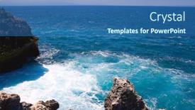  Presentation with ocean waves - Beautiful presentation theme featuring ocean waves and rocky cliff backdrop and a ocean colored foreground
