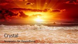  Presentation with ocean waves - Beautiful slide deck featuring ocean waves and sky sunset backdrop and a coral colored foreground