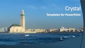  Presentation with ocean waves - Audience pleasing PPT layouts consisting of ocean waves at sunset morocco backdrop and a teal colored foreground