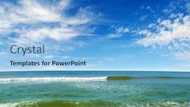  Presentation with ocean waves - Audience pleasing theme consisting of ocean waves azure sea tropical beach backdrop and a light blue colored foreground