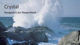  Presentation with rocky shore - Slides having ocean waves breaking background and a  colored foreground