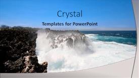  Presentation with crushing - Amazing presentation theme having ocean waves crushing against cliff backdrop and a teal colored foreground