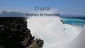  Presentation with crushing - Colorful presentation enhanced with ocean waves crushing against rocky cliff backdrop and a teal colored foreground