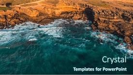  Presentation with rocky shore - Slide deck consisting of ocean-waves-rolling background and a ocean colored foreground