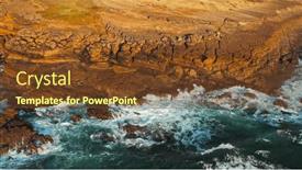  Presentation with rocky shore - Presentation consisting of ocean-waves-rolling and a tawny brown colored foreground