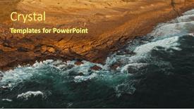  Presentation with rocky shore - Slide set enhanced with ocean-waves-rolling and a red colored foreground