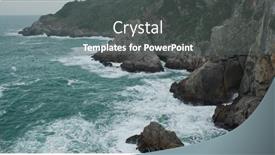  Presentation with ocean waves - Slide set enhanced with ocean-waves-splash-against-rock background and a gray colored foreground