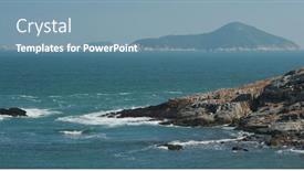  Presentation with ocean waves - Cool new slide deck with ocean-waves-splash-against-rock backdrop and a seafoam green colored foreground