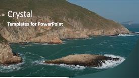  Presentation with ocean waves - Colorful presentation theme enhanced with ocean-waves-splash-against-rock backdrop and a tawny brown colored foreground