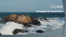  Presentation with ocean waves - Presentation theme featuring ocean-waves-splash-against-rock background and a seafoam green colored foreground