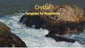  Presentation with ocean waves - Cool new PPT theme with ocean-waves-splash-against-rock backdrop and a tawny brown colored foreground
