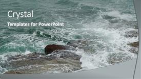  Presentation with ocean waves - Theme having ocean-waves-splash-against-rocks background and a gray colored foreground