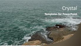  Presentation with ocean waves - Slide deck featuring ocean-waves-splash-against-rocks background and a gray colored foreground