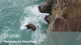  Presentation with ocean waves - Slides with ocean-waves-splash-against-rocks background and a seafoam green colored foreground