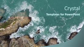  Presentation with ocean waves - Colorful slide set enhanced with ocean-waves-splash-against-rocks backdrop and a ocean colored foreground