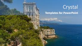  Presentation with museum - PPT layouts with oceanographic-museum-in-monaco-travel background and a teal colored foreground