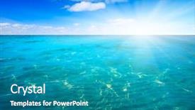  Presentation with ocean surface - Cool new PPT theme with oceans water and blue sky backdrop and a teal colored foreground