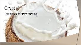  Presentation with coconut fruit - PPT layouts consisting of oconut-milk-flying-out background and a  colored foreground