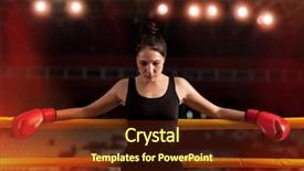  Presentation with boxing ring - Slide deck with octagon - portrait of woman training gym background and a tawny brown colored foreground
