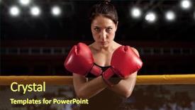  Presentation with boxing ring - Slides consisting of octagon - portrait of woman training gym background and a tawny brown colored foreground