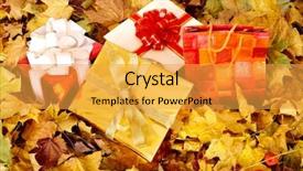  Presentation with fall foliage - Amazing slides having october birthday - group of gift box backdrop and a yellow colored foreground
