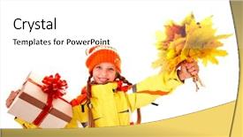  Presentation with october - Beautiful slides featuring october birthday - little girl holding orange leaves backdrop and a  colored foreground