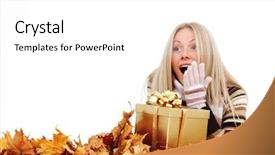  Presentation with airplane take off - Theme featuring october birthday - woman take autumn gift background and a white colored foreground