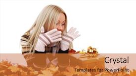  Presentation with take - PPT layouts featuring october birthday - woman take autumn gift background and a  colored foreground