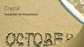  Presentation with october - PPT layouts with october-inscription-on-the-sand background and a coral colored foreground