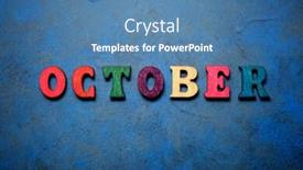  Presentation with october - Audience pleasing slide set consisting of october-word-on-a-blue backdrop and a teal colored foreground