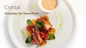  Presentation with main course - Audience pleasing presentation theme consisting of octopus-and-baked-potato-served backdrop and a lemonade colored foreground