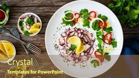  Presentation with octopus - PPT theme enhanced with octopus-carpaccio-with-lemon background and a tawny brown colored foreground