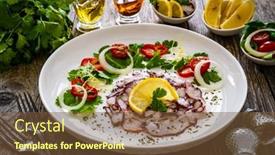  Presentation with octopus - Theme with octopus-carpaccio-with-lemon background and a tawny brown colored foreground