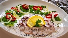  Presentation with octopus - Theme having octopus-carpaccio-with-lemon background and a  colored foreground