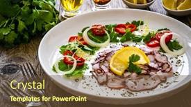  Presentation with octopus - Presentation theme enhanced with octopus-carpaccio-with-lemon background and a tawny brown colored foreground