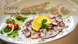 Presentation with octopus - Slide set enhanced with octopus-carpaccio-with-lemon background and a coral colored foreground