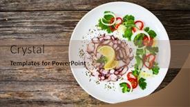  Presentation with octopus - PPT theme with octopus-carpaccio-with-lemon background and a  colored foreground