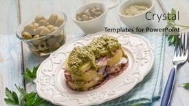  Presentation with octopus - Slides with octopus-carpaccio-with-potatoes-green background and a mint green colored foreground