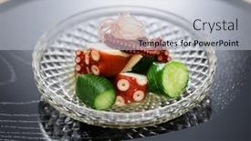  Presentation with octopus - Presentation theme consisting of octopus-cucumber-salad-japanese-cuisine background and a lemonade colored foreground