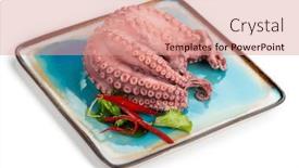  Presentation with dinner blue - Slide deck with octopus-serving-with-vegetables-sea background and a  colored foreground