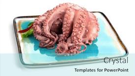 Presentation with dinner-blue - Slide deck enhanced with octopus-serving-with-vegetables-sea background and a  colored foreground