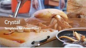  Presentation with soy sauce - Beautiful PPT layouts featuring octopus snack at hong kong backdrop and a coral colored foreground