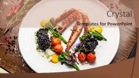  Presentation with modern food - Presentation theme enhanced with octopus-with-black-risotto-carrot background and a coral colored foreground