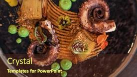  Presentation with octopus - PPT layouts having octopus-with-potatoes-on-pea background and a tawny brown colored foreground