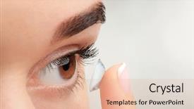  Presentation with contact lens - Audience pleasing slide deck consisting of oculist - young woman putting contact lens backdrop and a lemonade colored foreground