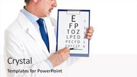  Presentation with optical - PPT theme consisting of oculist doing an optical test background and a sky blue colored foreground