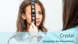  Presentation with diagnostics - Amazing theme having oculist examines teenage girl backdrop and a cool aqua colored foreground