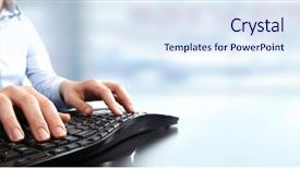  Presentation with keyboard - Beautiful presentation featuring ocupational - hands typing keyboard backdrop and a sky blue colored foreground