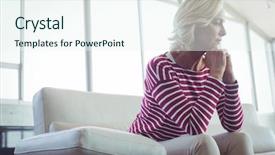  Presentation with entrepreneur - Presentation theme having ocupational - thoughtful entrepreneur sitting on sofa background and a sky blue colored foreground